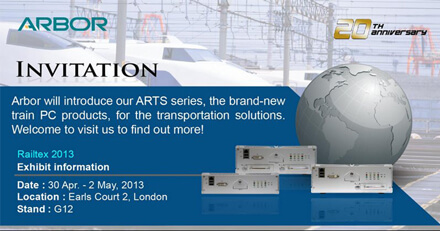 Meet ARBOR at Railtex  2013 booth no.G12