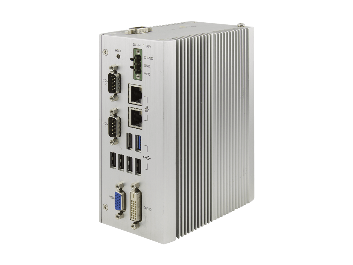 Fanless Small PC with 6 COM, 2 RS232/422/485 on dB9 Type 12V DC